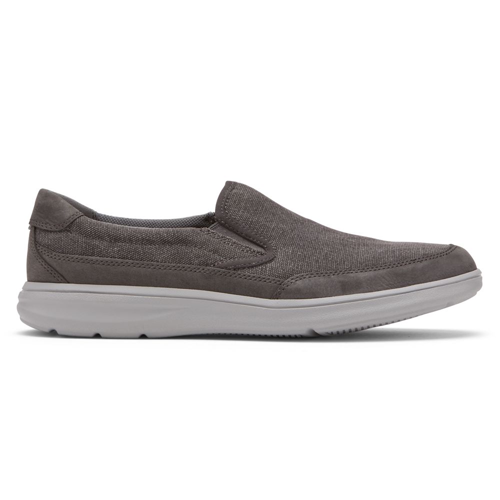 Scarpe Slip-On Rockport Uomo - Beckwith - Grigie Scuro - QRSAJHV-40